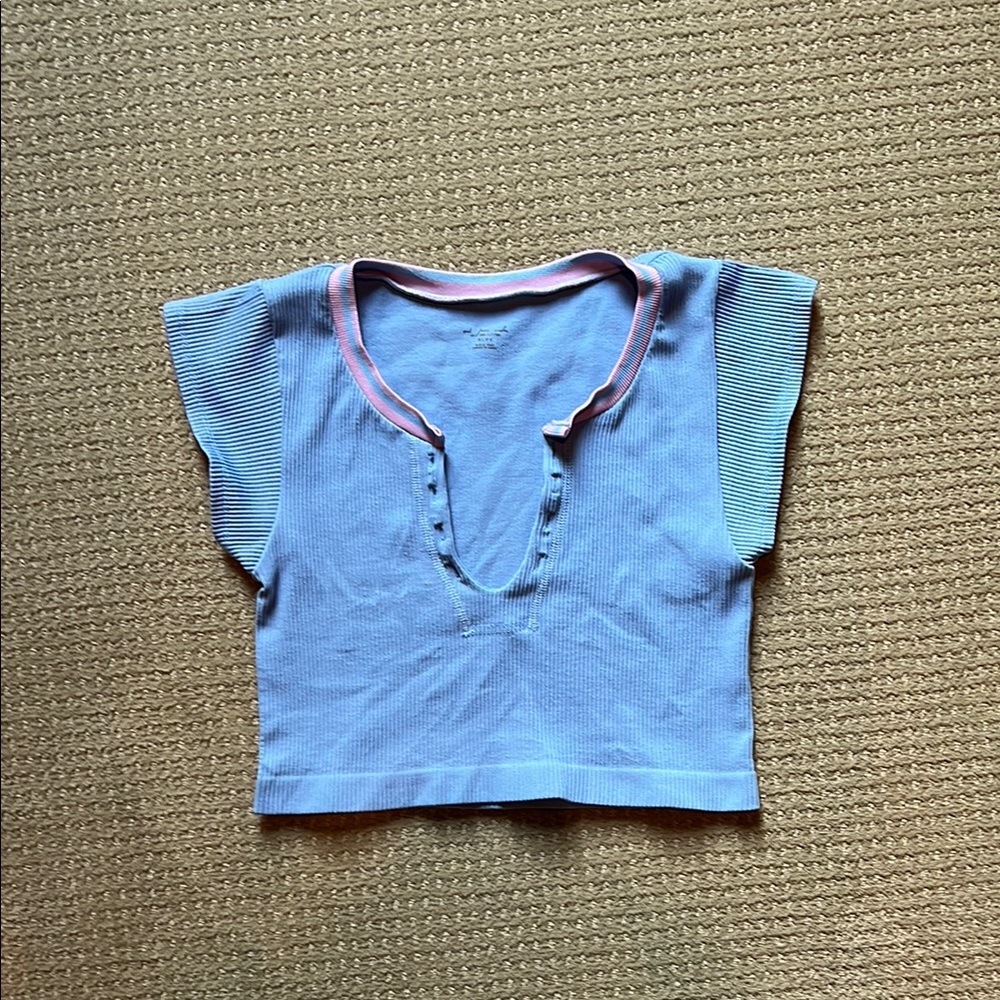 Urban Outfitters Blue and Pink Cropped Top - M/L
